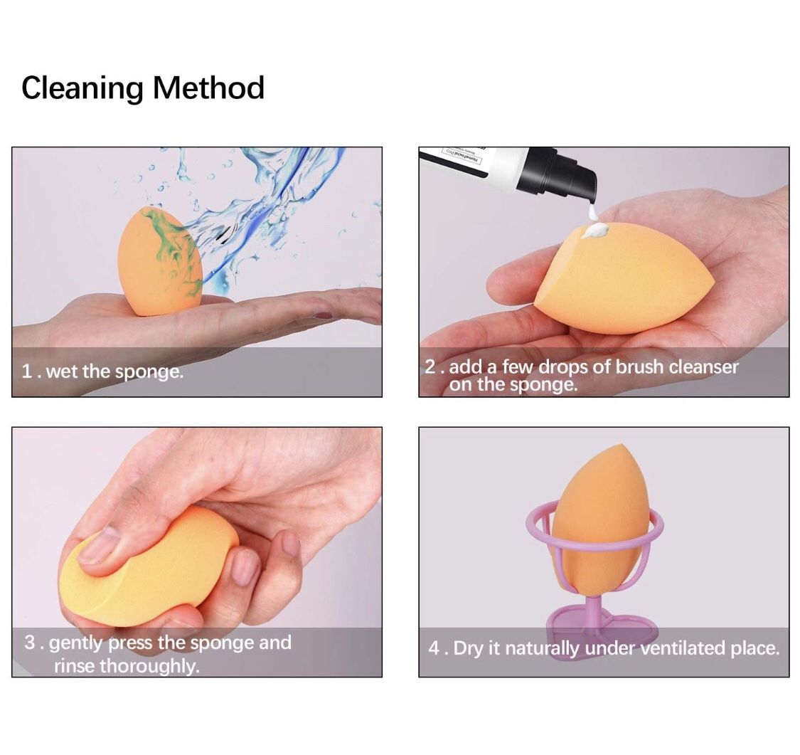 Makeup Sponge with Dry Holder Beauty Sponge Blender Flawless Foundation for Liquid Cream and Powder (4+1Pcs)
