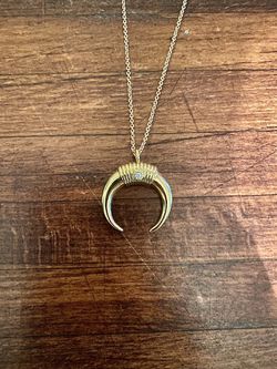 Gold Double Horn Crescent Necklace  Thumbnail