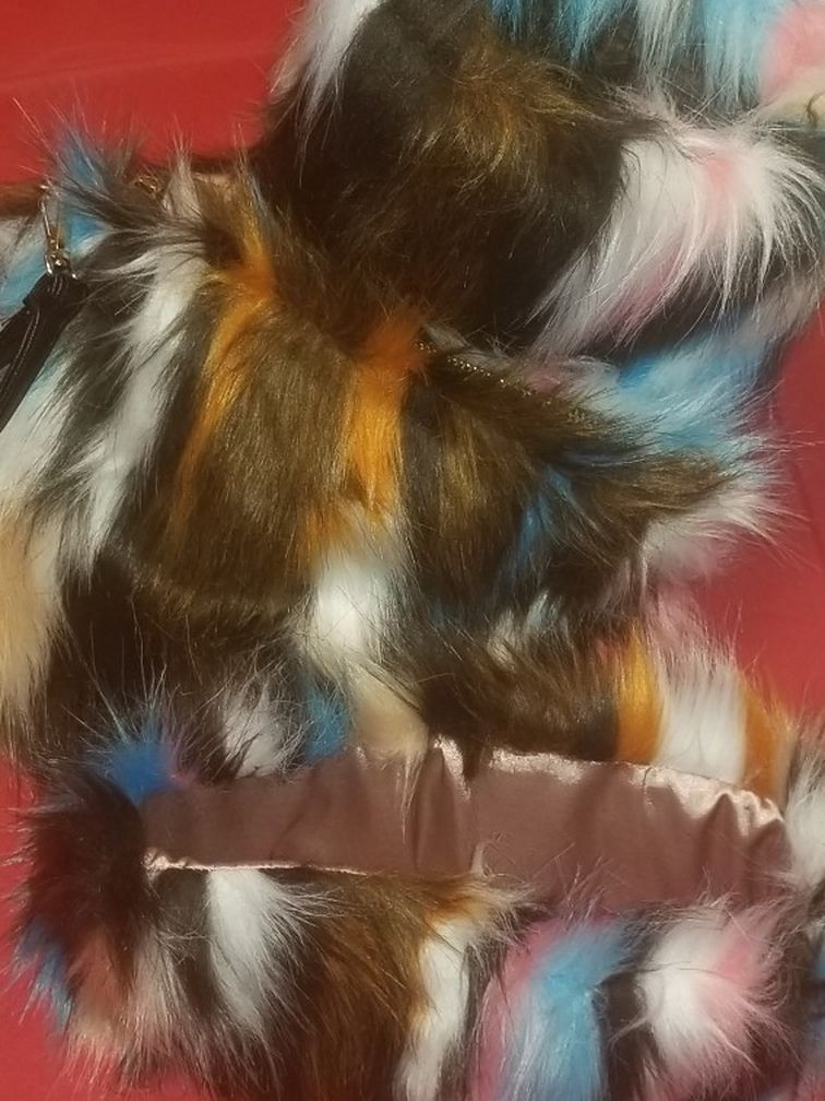 FUR BOOTS with Purse and Headband