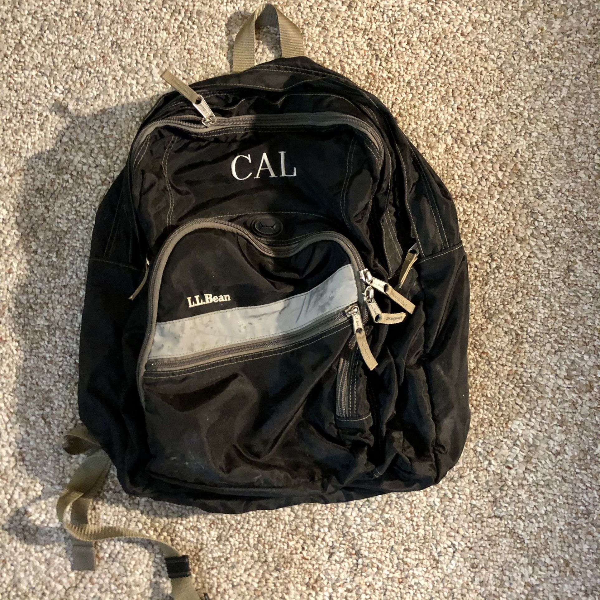 Y2K LL Bean Black Reflective Strip Backpack monogram CAL