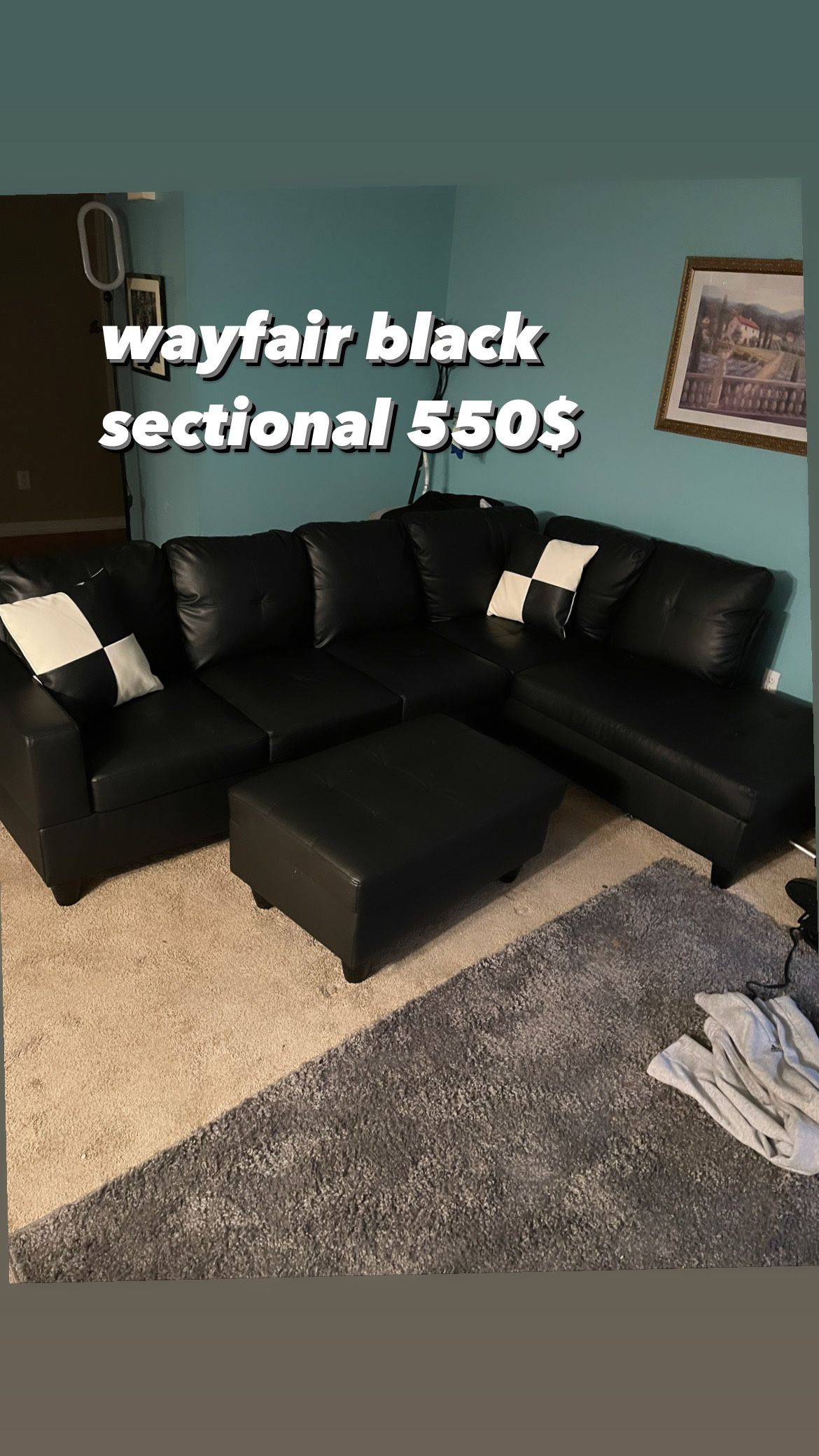 WAYFAIR BLACK SECTIONAL