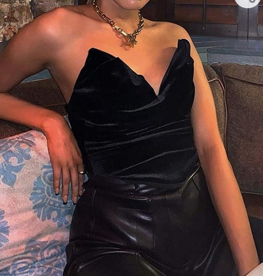 Black Suede Corset Bustier Top- Large