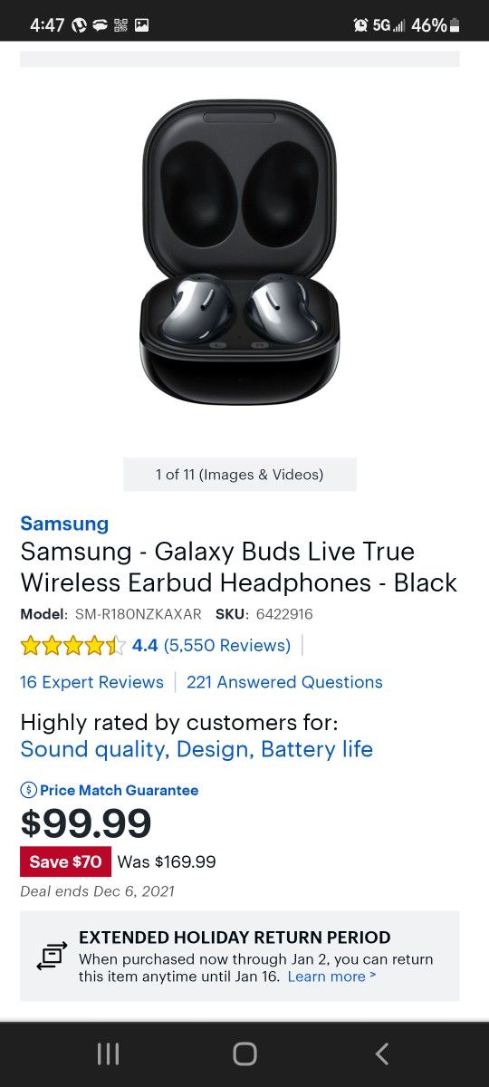 Samsung - Galaxy Buds Live True Wireless Earbud Headphones
