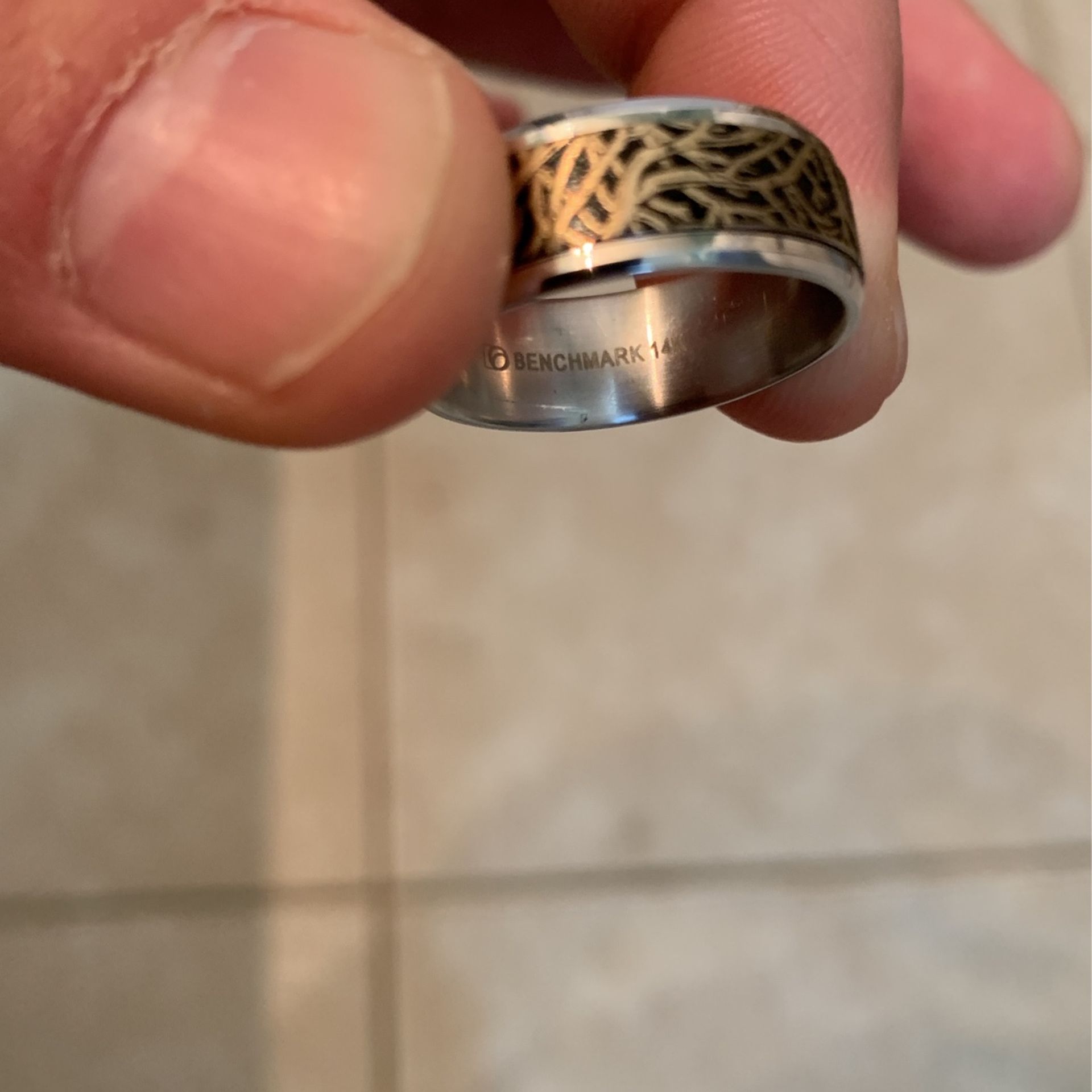 Tantalum Branch Engraved Wedding Ring