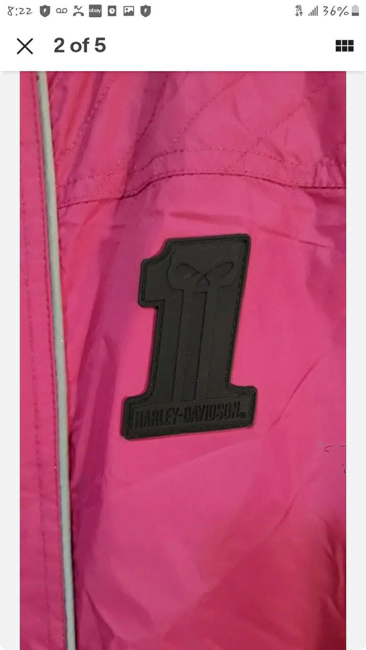 Harley Davidson Women's Packable Hooded Nylon Jacket NWT Pink Medium Small