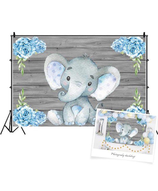 Cute Baby Elephant Backdrop Baby Shower Party Decoration