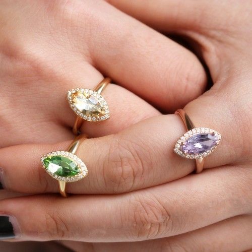 "Luxury Noble Gem Zircon Independent Trendy Rings for Women, VP1528