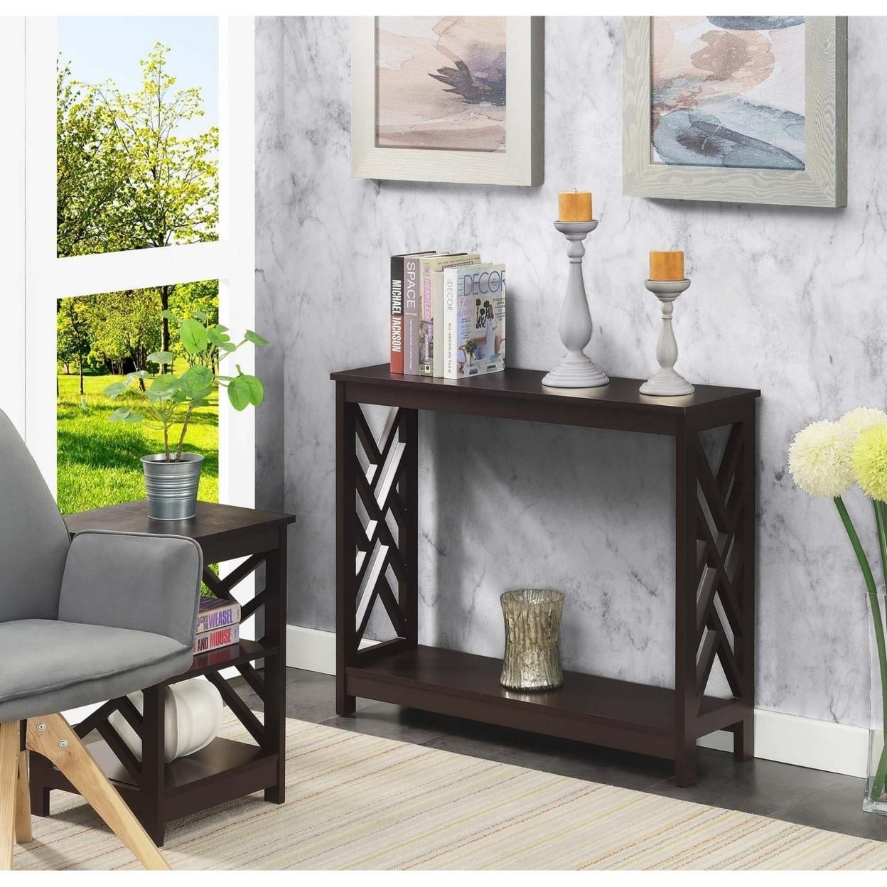 Titan Console Table with Shelf, Espresso