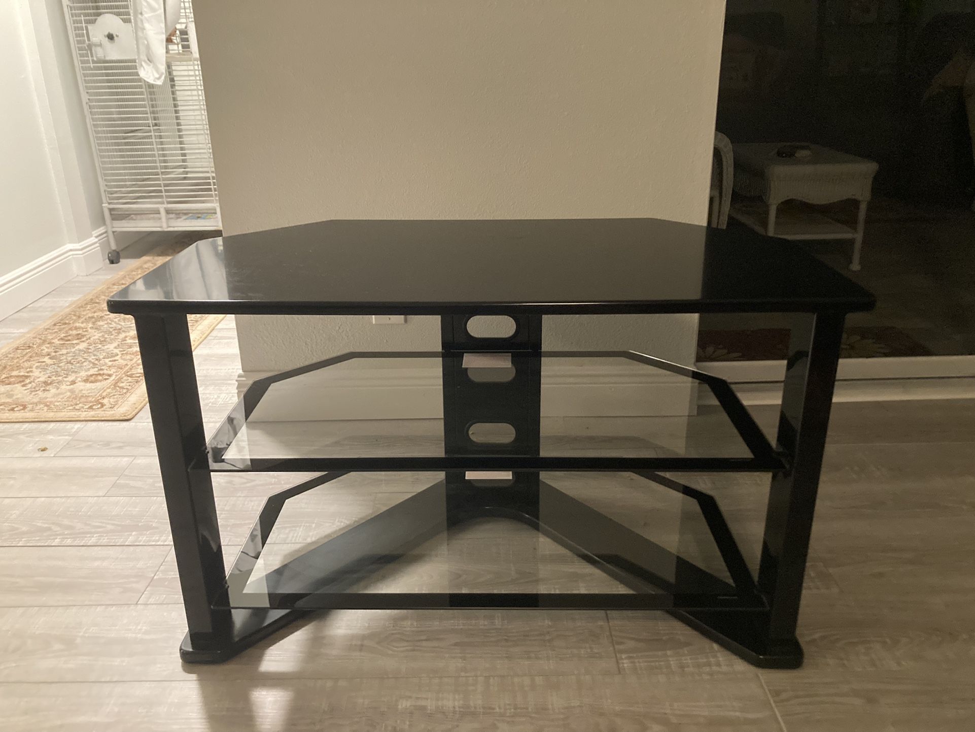 Black , 3-Tier Corner Tv Stand