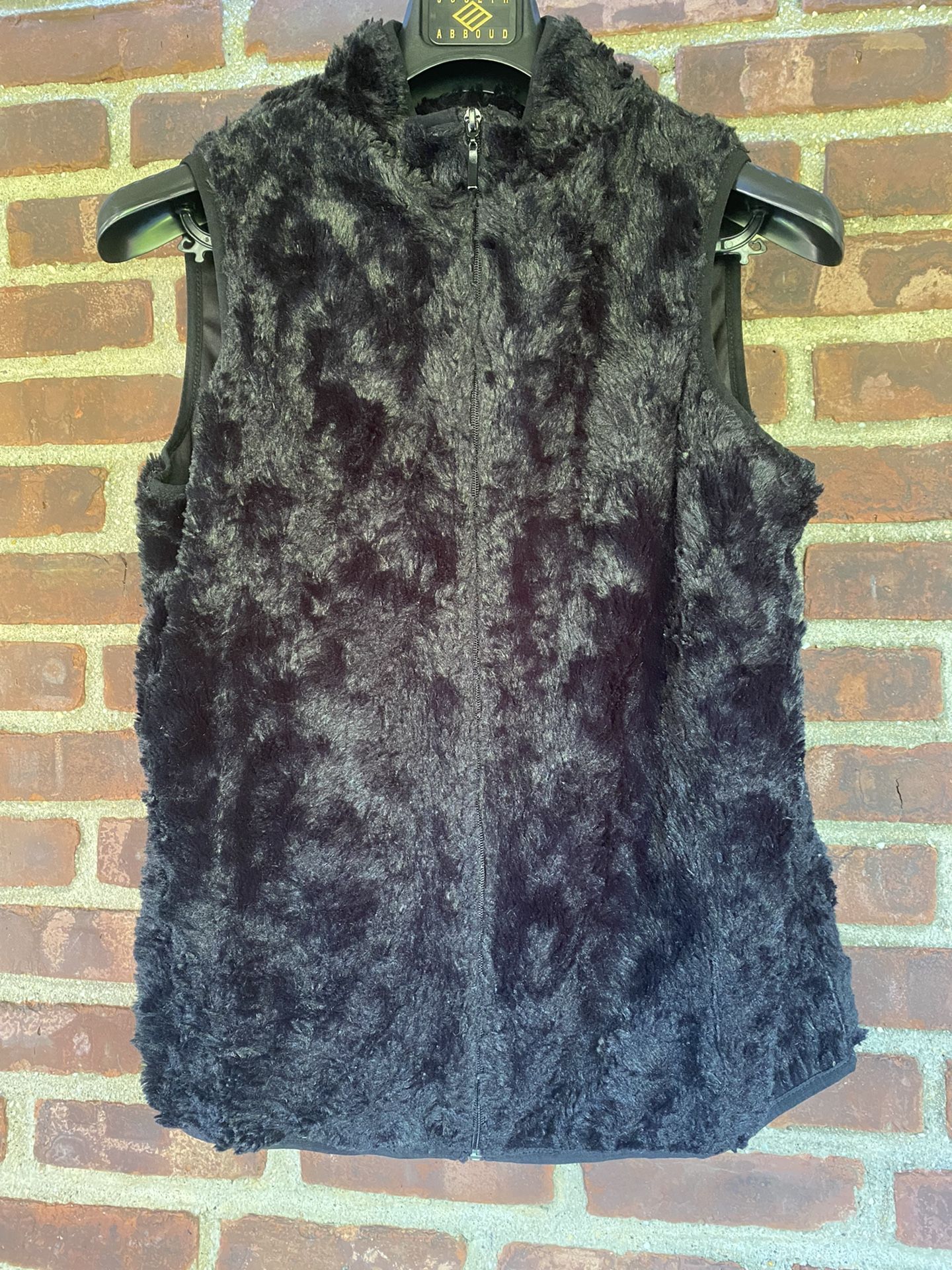 Laura Scott M Faux Fur Black Vest Zipper