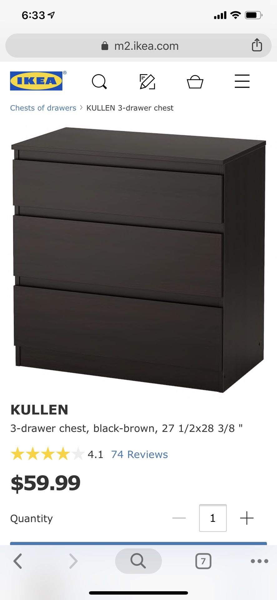 Ikea Kullen 3 Drawer Dresser For, Ikea Kullen 3 Drawer Dresser