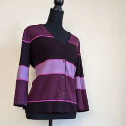 Grace Women's Button Up Long Sleeved Multi Color Cardigan Size XL Thumbnail