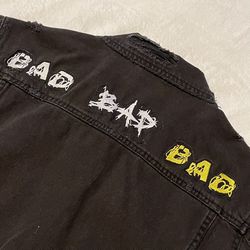 XXXTENTACION “Bad” Embroidered Distressed Denim Jacket Thumbnail