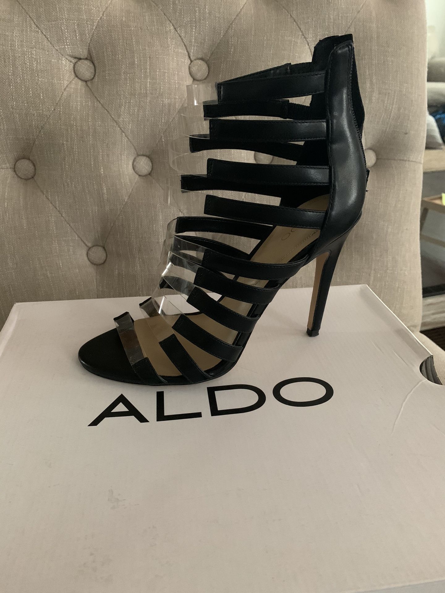 Black And Clear Aldo Heels