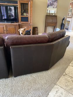 Large Leather Sectional From Macy’s (90”) Includes Ottoman.  Thumbnail