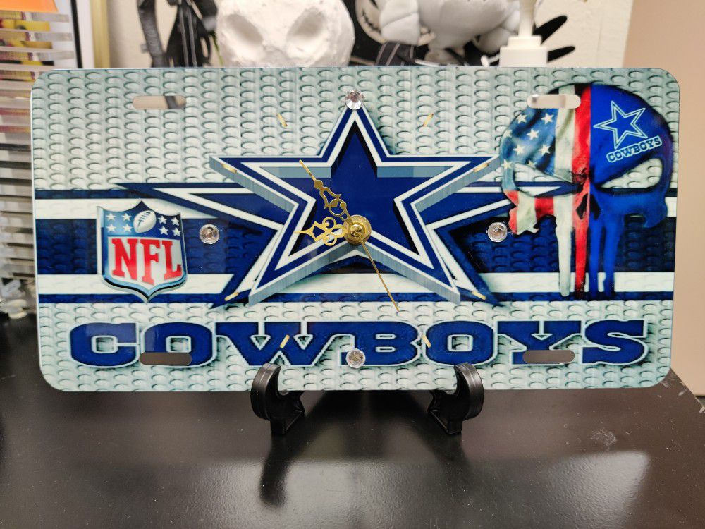 Dallas Cowboys License Plate Clock 