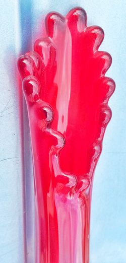 Mid Century Modern Art Glass Shwung Vase In Ruby Red 14" H Thumbnail