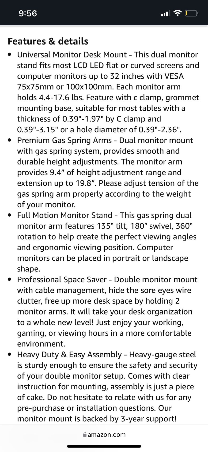 MOUNTUP Dual Monitor Stand, Fully Adjustable Gas Spring Dual Monitor Mount, Monitor Desk Mount with C Clamp, Grommet Mounting Base, Double Monitor Arm