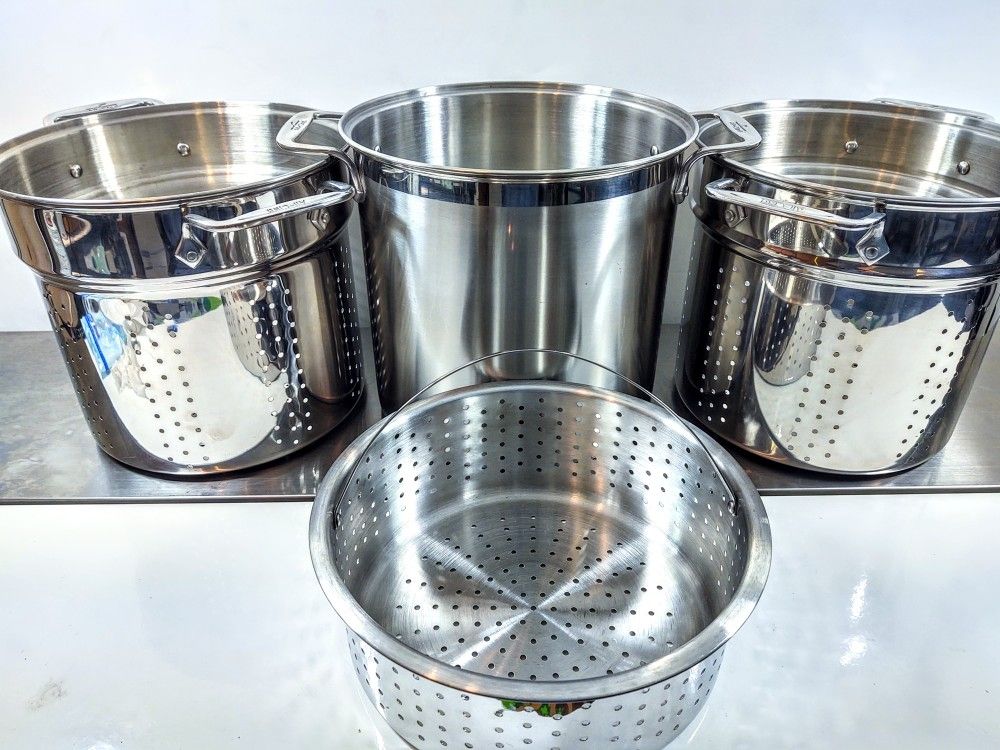 All-Clad 12 Qt Stock Pot With 3 Colander/Steamer Inserts