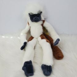 Wild Republic Plush Tamarin Hanging Monkey 16” Realistic White Brown  Thumbnail
