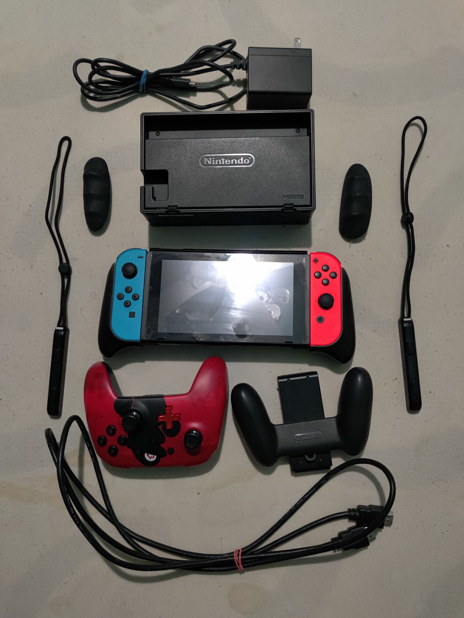 Nintendo Switch With Wireless Mario Controller And 3 Games
