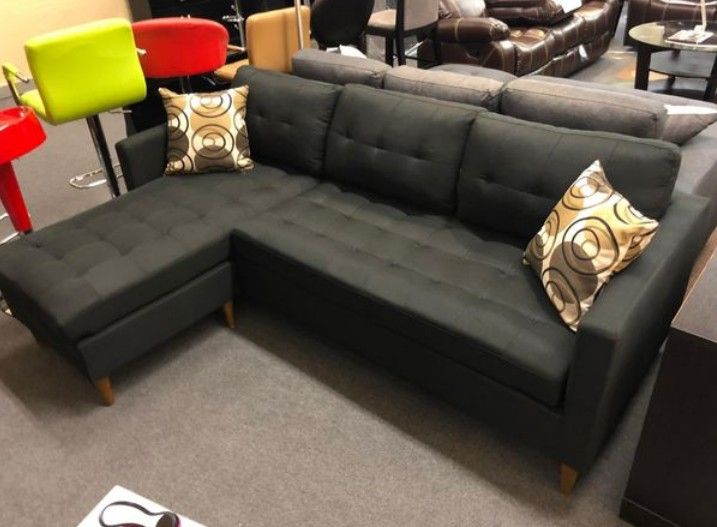 Brand New Black Linen Sectional Sofa Couch (New In Box)