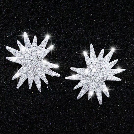 "Glitter Irregular Star Full Diamonds Zircon Stud Earrings for Women, L600
 
