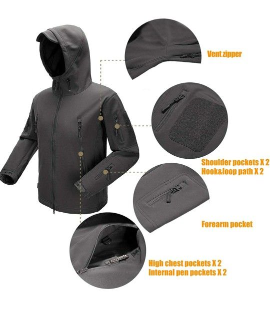 New Men's Free Soldier Waterproof Soft She'll Hooded Tactical Jacket