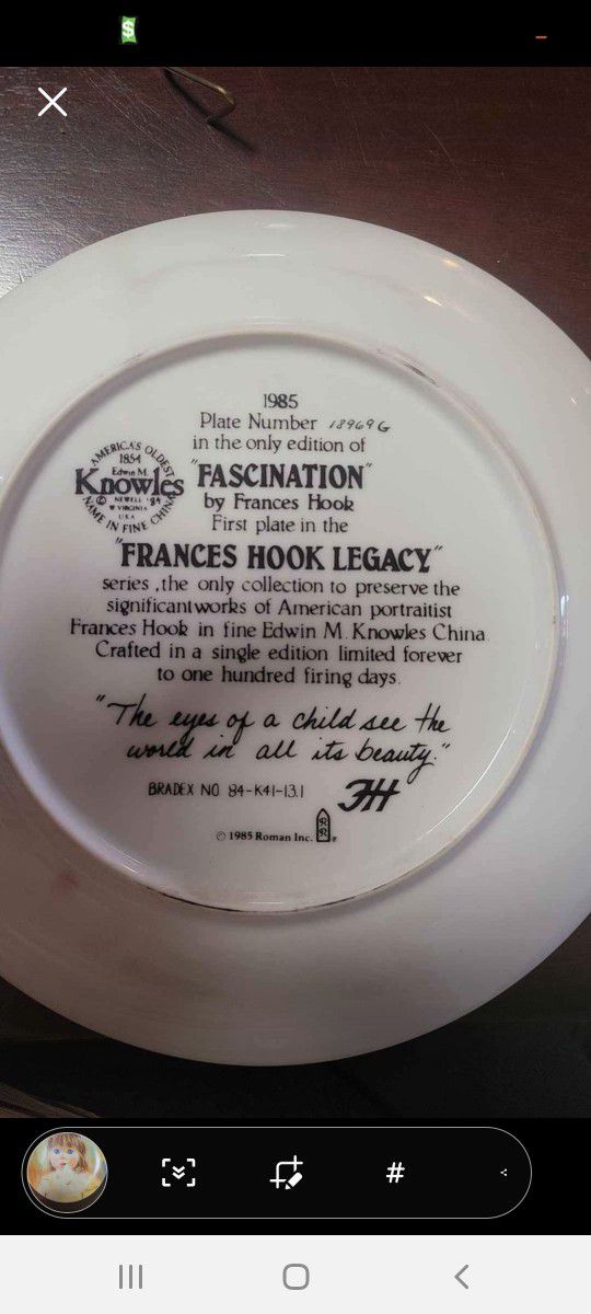 Francis Hook Collector's Plate