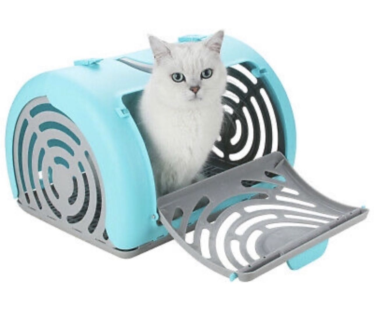 Butizone Foldable Travel Cat Carrier, Extra Large Side Opening Door Plastic Collapsible Pet Carrier, Safe and Comfortable for Cats and Dogs, Pink and