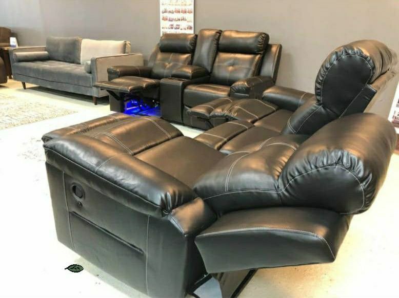 Brand New $39 Down‼Kempten Black LED Reclining Living Room Set