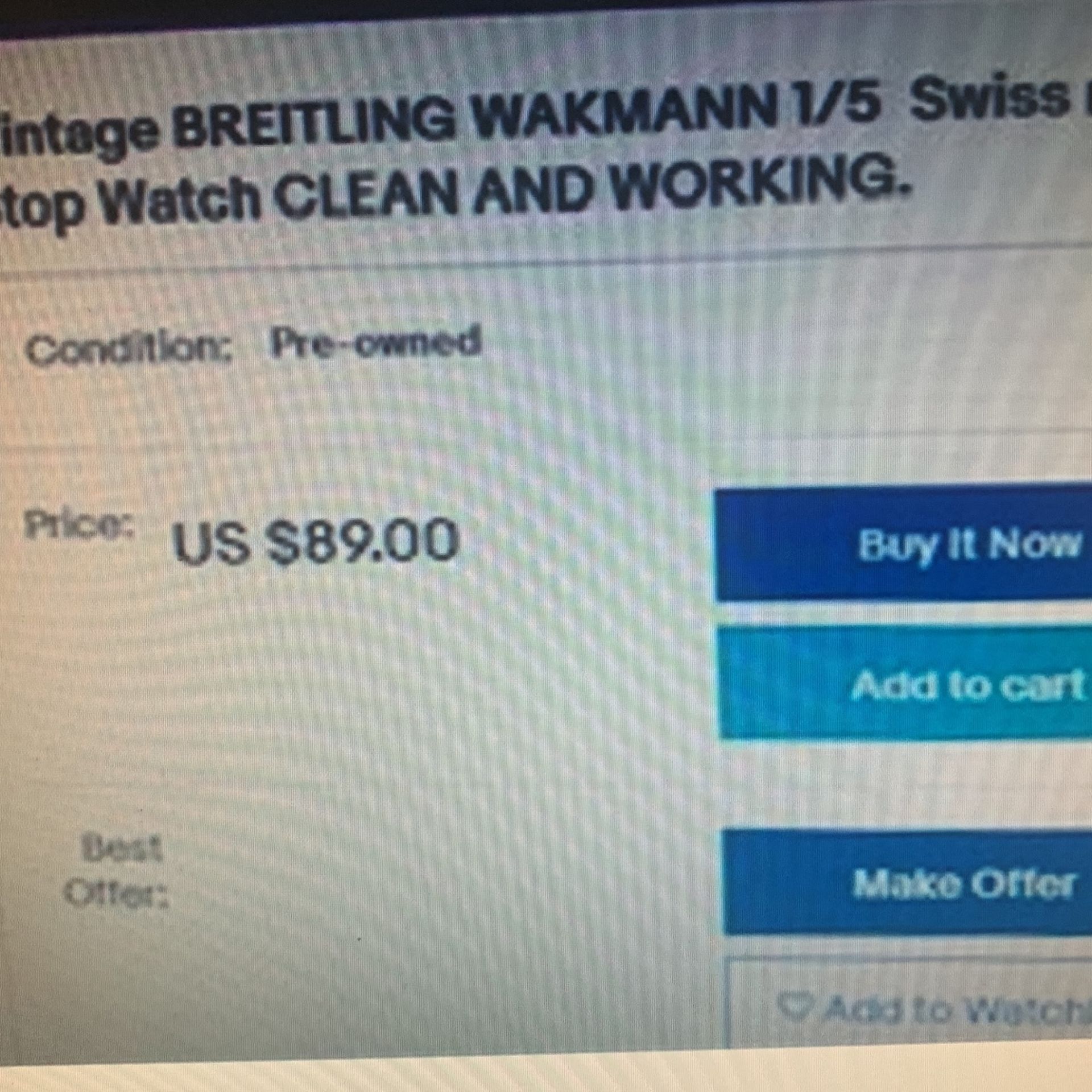 Reduced Price -Vintage Wakmann Stop Watch