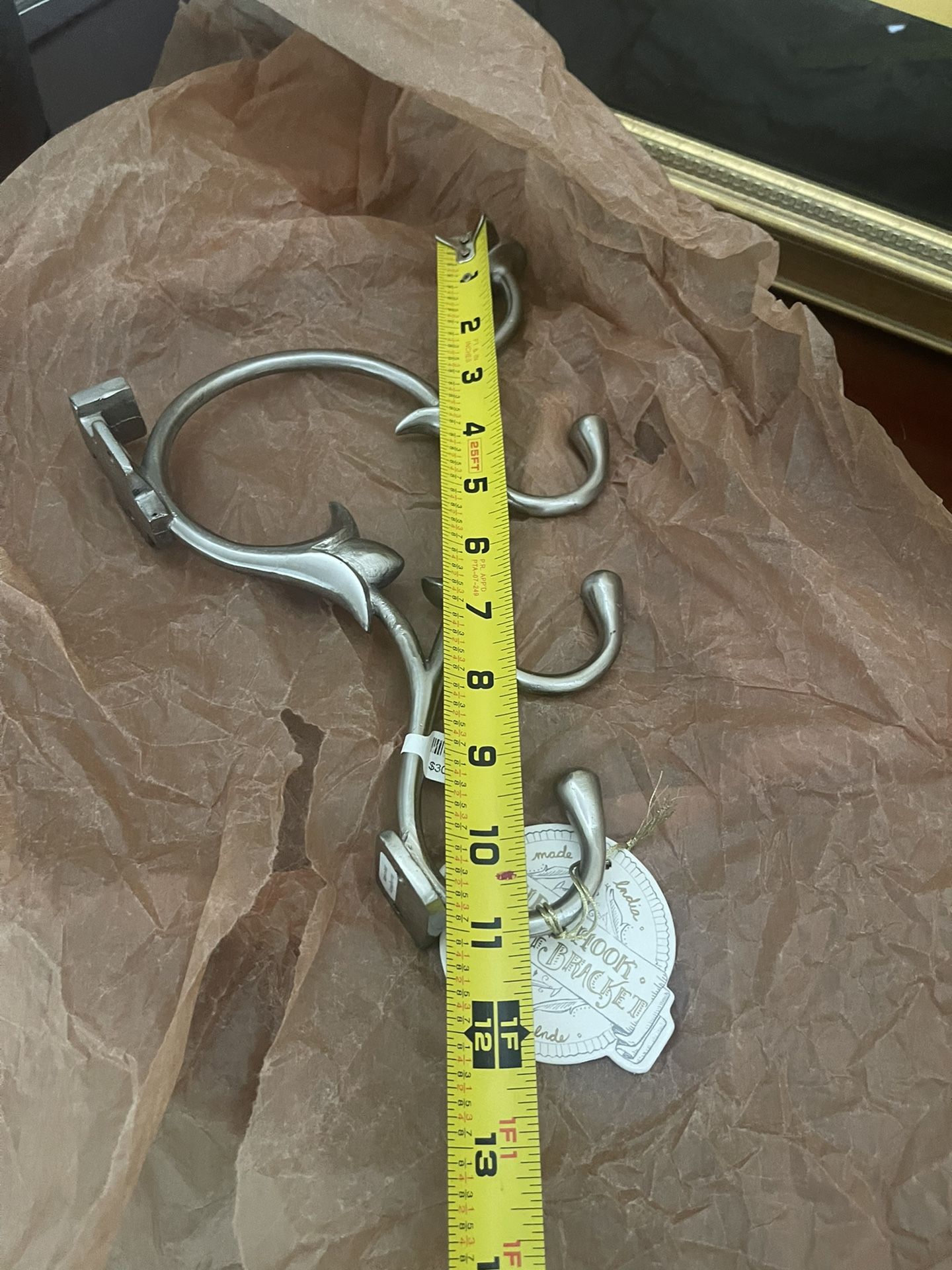 Set Of Four Anthropology Antique Boho Shelf Brackets Each With Three Hooks Metal Beautiful New Never Used