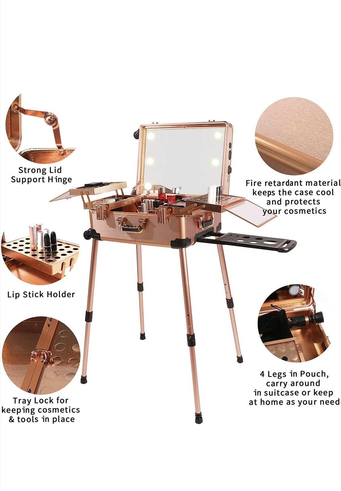 Portable Bluetooth Makeup Vanity Suite Case