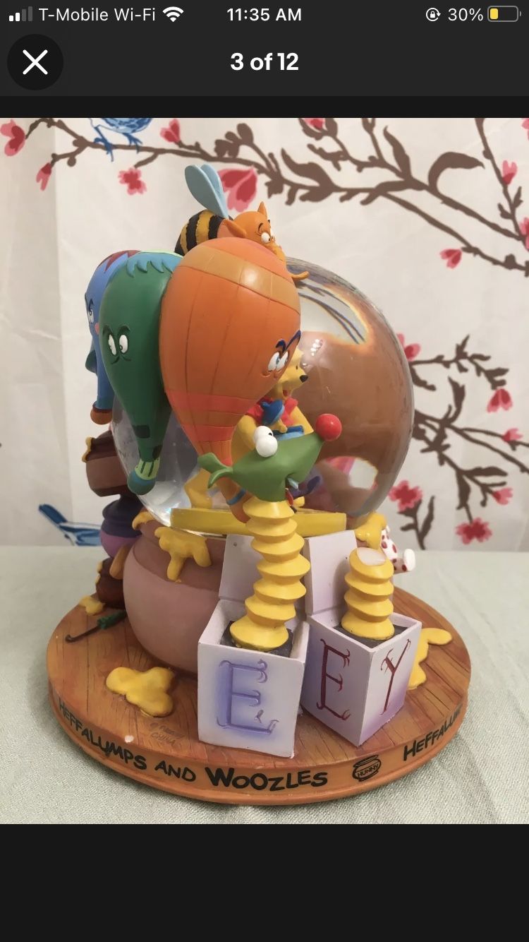 Disney Winnie The Pooh Heffalumps Woozles Snow Globe Eeyore Tigger Toy READ DESC