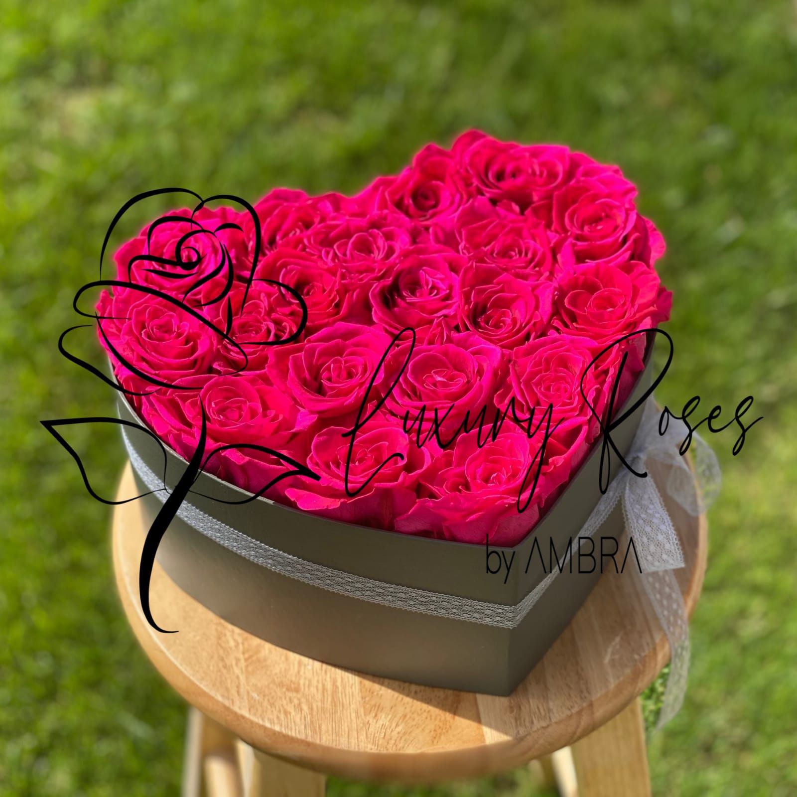 hot pink Eternal Roses Heart Shape Box Roses Lasting Preserved Flowers Bday Anniversary Gift Present immortal Roses long lasting Gift 