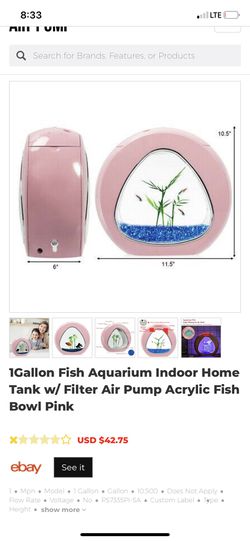 1 Gallon Fish Aquarium Tank with Filter Air Pump Thumbnail