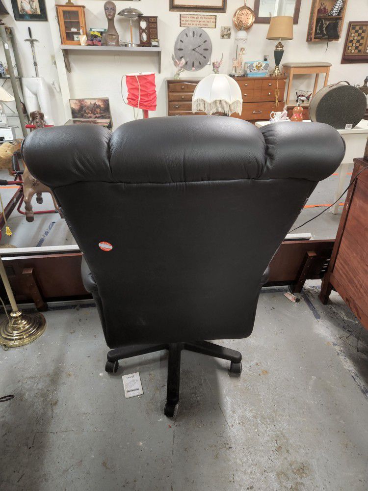 Black Leather High Back Computer/Office Chair (100% Top Grain Leather)