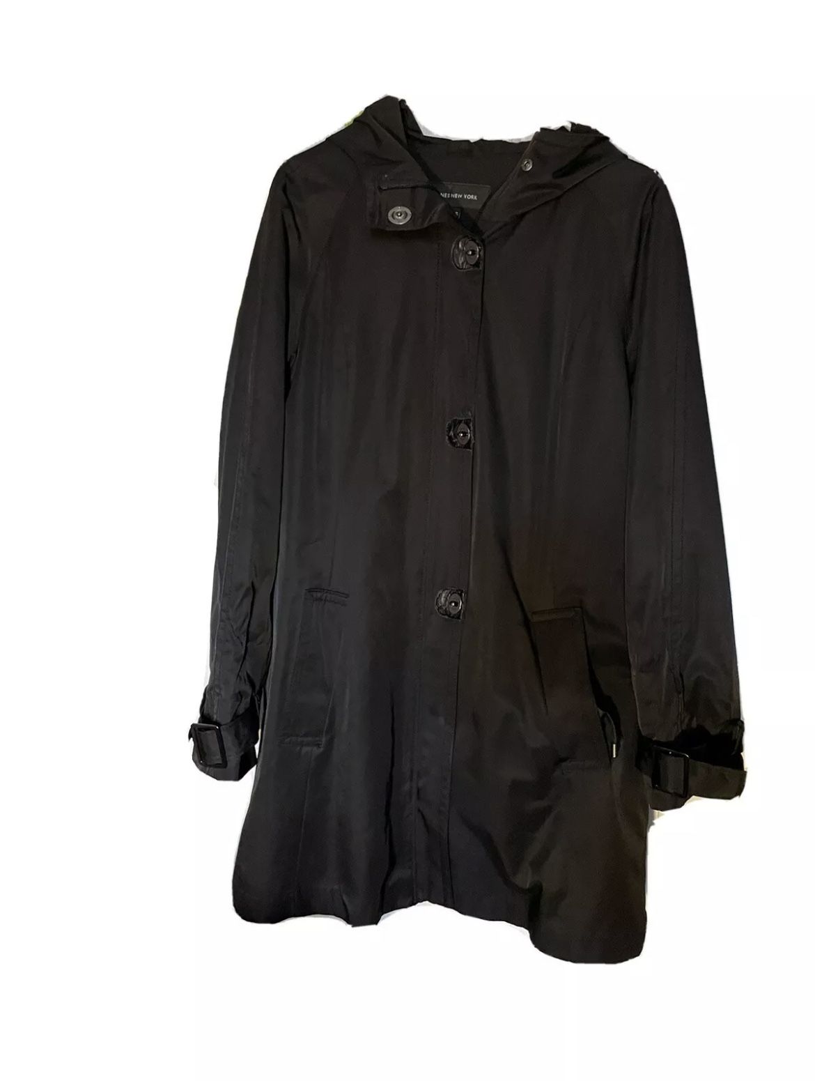 Jones New York Womens Rain Jacket Black Windbreaker Waterproof.