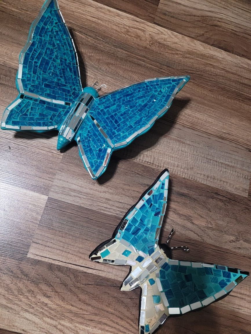New Turquise Fancy Gypsum Butterflies Wall Decor Hand Crafted 8 inches and 10 inches