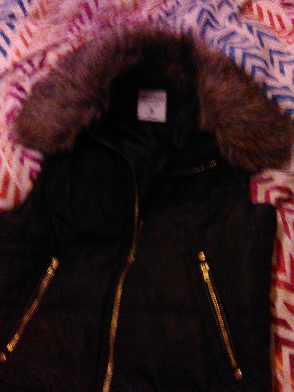 Women's Black/brown Fur Puffy Vest