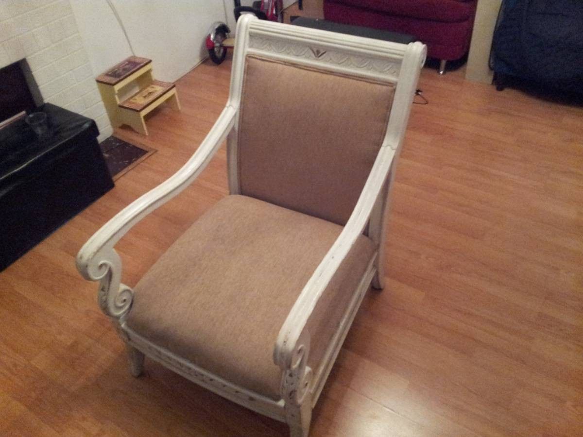 Antique Carved Oak Roll Back Arm Chair Engraved Inlaid Wood