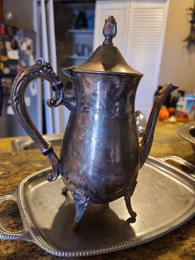 Silver Plated Kettle And Bowl