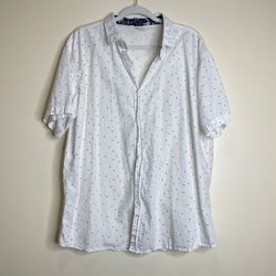 White Linen Blend Button Down Shirt Size XL Thumbnail