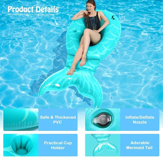 Firm Price! Brand New in a Box Inflatable Mermaid Pool Float, Located in El Cajon for Pick Up or Shipping Only!