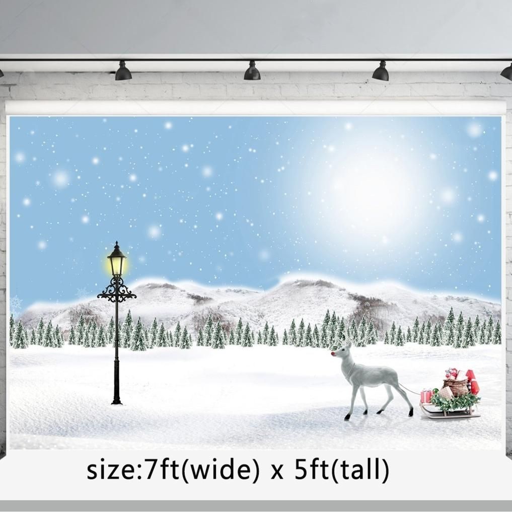 7x5ft Winter Photography Background Christmas Backdrops Snow Photo Booth Props