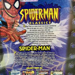 Vintage 2000 Toy Biz Spider-Man Classics 6” Action Figure Toy NIB - 30 Points Of Articulation, Wall Mountable Display Stand & 30 Page Comic Book Thumbnail