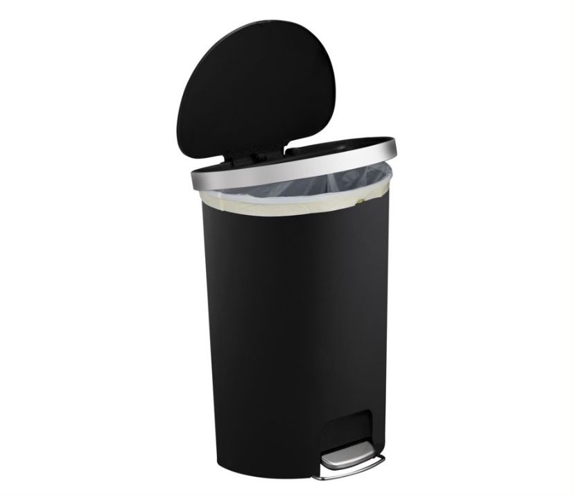 Better Homes&Gardens 14.5 Gallon Plastic Semi Round Kitchen Step Trash Can,Black