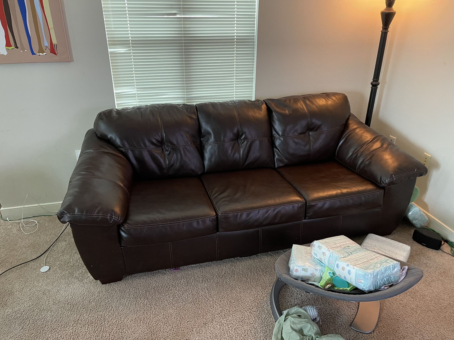 Leather Sofa About 6’10