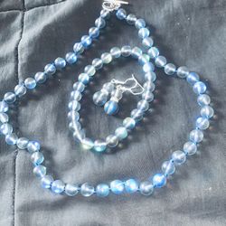 Blue Fluorescent Stone Beads Jewelry Set Thumbnail